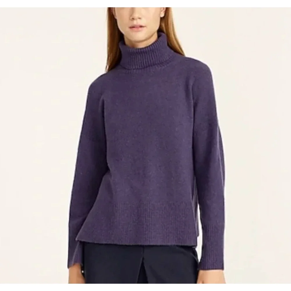 NWOT J crew turtleneck sweater super soft yarn ink shadow purple Size s - Picture 1 of 3